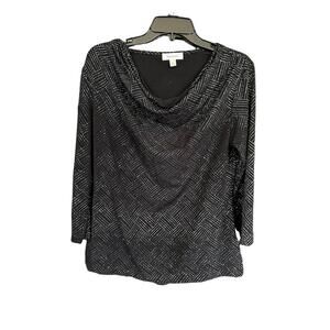 DressBarn | Black & Silver 3/4 Sleeve Top | Size Medium | 0775